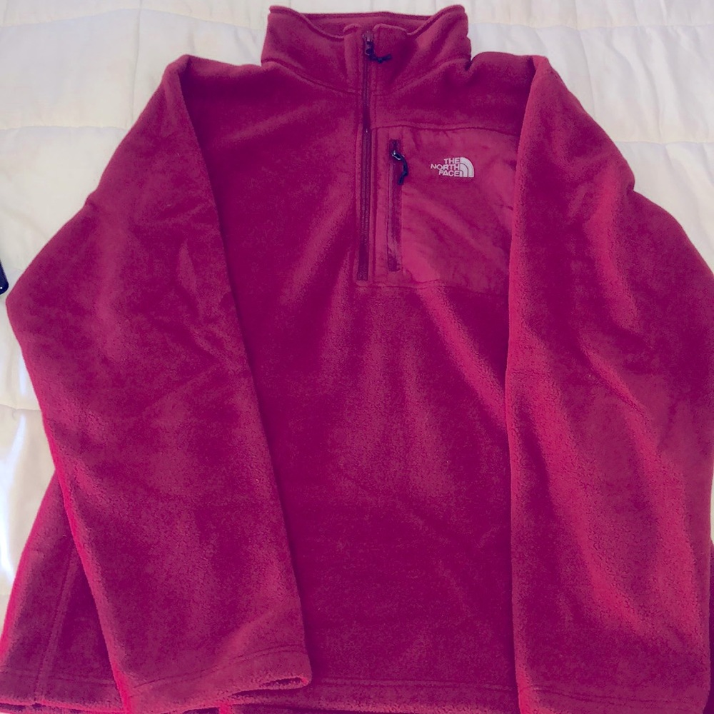 NEW THE NORTH FACE HALF ZIP FLEECE PULL OVER TOP MAROON MENS EXTRA LARGE XL TNF